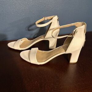 Life Stride Cream Ankle Strap Heels
